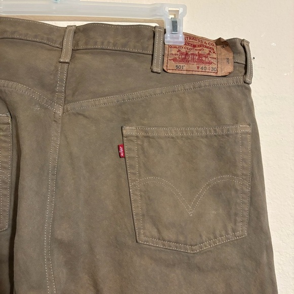 Y2K Levi's 501 Jeans Mens 40x30 Button Fly Straight Leg Red Tab Khaki WPL423 - Picture 6 of 10